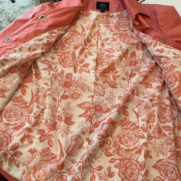 Isaac Mizrahi lightweight Coral Trench Coat L - Picture 14 of 16